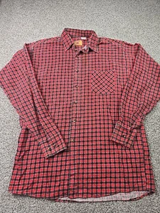 Vintage Red Oak Shirt Medium Tall Red Plaid Ranch Apparel Flannel Casual Outdoor - Picture 1 of 14