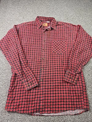 Vintage Red Oak Shirt Medium Tall Red Plaid Ranch Apparel Flannel Casual Outdoor - Image 1 of 4