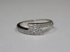 1.50 Ct Princess Cut Simulated Diamond Engagement Band Ring 925 Sterling Silver - Picture 1 of 8