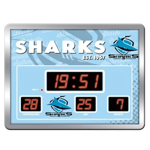 26410 CRONULLA SHARKS NRL LED SCOREBOARD CLOCK DIGITAL DATE TIME TEMPERATURE - Picture 1 of 1