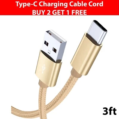 3ft USB to Type C Cable Fast Charger Charging Data Sync Cord Nylon Braided - Image 1 of 4