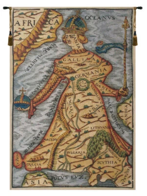 Ptolemaeus Map Wall Hanging Belgian Tapestry - Nautical New Map Tapestries - Image 1 of 4