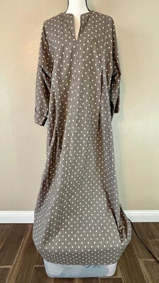 Maxi Vestido de Maternidad Hecho en Casa Años 80 Vintage Gris Oscuro Rayas a Lunares Kimono XL Foto 1 de 4