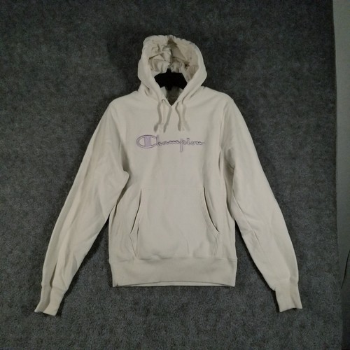 OFF WHITE Felpa Champion donna taglia S con cappuccio panna tessuto rovesciato logo casual manica lunga