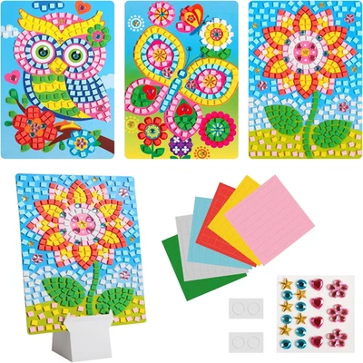 Mosaik Bastelset Kinder - Sticky Mosaics Blumen Schmetterling Eule - Bild 1 von 4