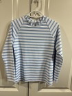 NWT Unisex Kids Minnow Rashguard Swim Shirt White Blue Stripe Size 9/10