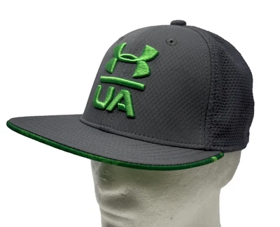 Under Armour резинке бейсбольная шляпа молодежи крышка S/M серый/неоновый зеленый логотип - Изображение 1 из 4