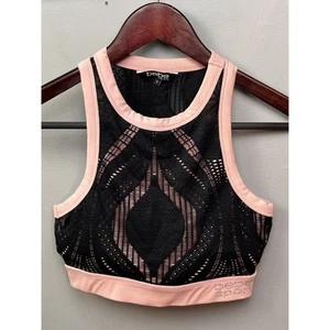 bebe sport Logo Racerback sports bra Womens Small Black Pink bling Athletic - Picture 1 of 8