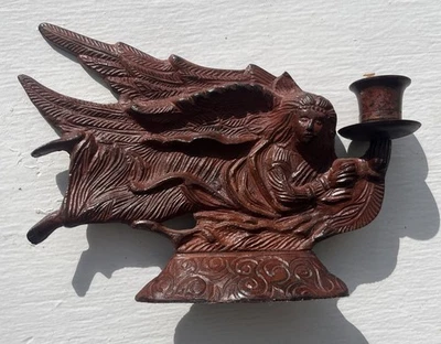 Candelabro volador ángel de metal de hierro fundido color cobre candelabro de colección Navidad Foto 1 de 4