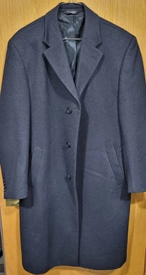 Jos. A Bank Wool Coat Overcoat Men’s 40R Charcoal Gray Black Long Trench Jacket - Image 1 of 4