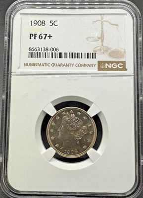 PRUEBA DE NÍQUEL BÚFALO 1908 NGC PF 67+ 11XEGA25 Foto 1 de 4