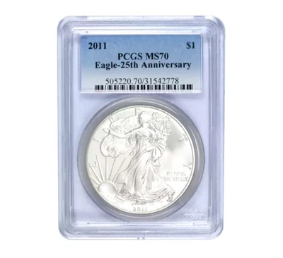 2011 $1 American Silver Eagle MS69 PCGS - 25th Anniversary - Image 1 of 3