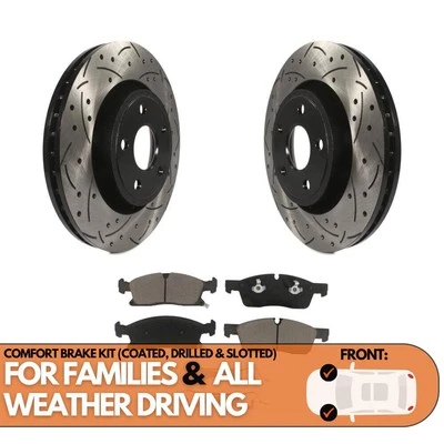 Disc Brake Rotors Drilled and Pads Kit Jeep Grand Cherokee Dodge WK OEHA96 - Image 1 of 4