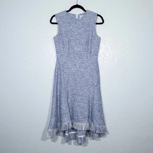 Neu MM LaFleur Lapis blau & elfenbein Baumwolle Boucle The Lindsay Kleid Größe 2 - Bild 1 von 9