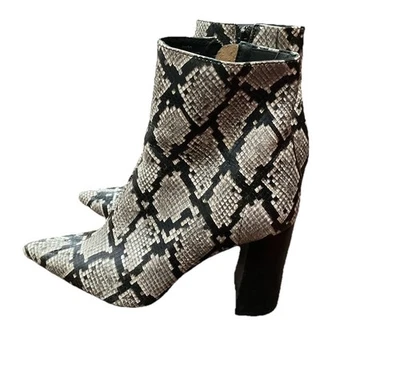 Jeffrey Campbell Cuervo Cuero Tacones al Tobillo Botas Punta Piel de Serpiente 7M Cremallera Foto 1 de 4