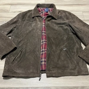 Vintage 1990s Leather Jacket RALPH LAUREN x CHAPS XL Brown Suede - Picture 1 of 5