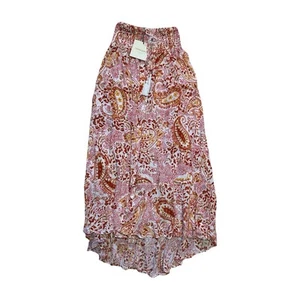 Cynthia Rowley Maxi Skirt Sz L Floral Shell Button Slit Front Tassel Flowy - Picture 1 of 7