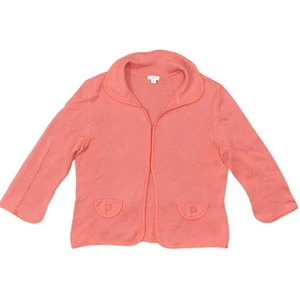 J.Jill Orange Silk Blend Cardigan Solid Size M Collared 3/4 Sleeve Knit - Picture 1 of 7