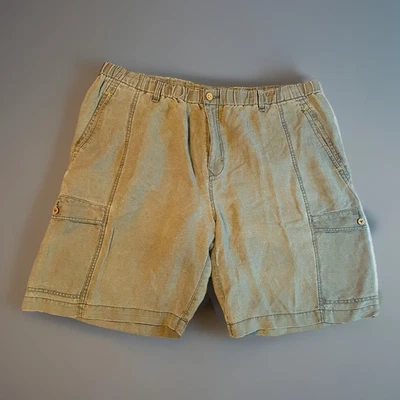 Tommy Bahama Relax Para Hombre XXL Lino Tencel Pantalones Cortos Carga Gris Cintura Elástica Playa Foto 1 de 4