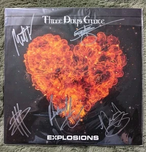 Vinilo firmado Three Days Grace Explosions banda completa Adam Gontier - Imagen 1 de 2
