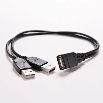 USB Kabel USB 2,0 Y-Kabel Kabellos Festplatte Schwarz Dual USB Langlebig neu - Bild 1 von 4
