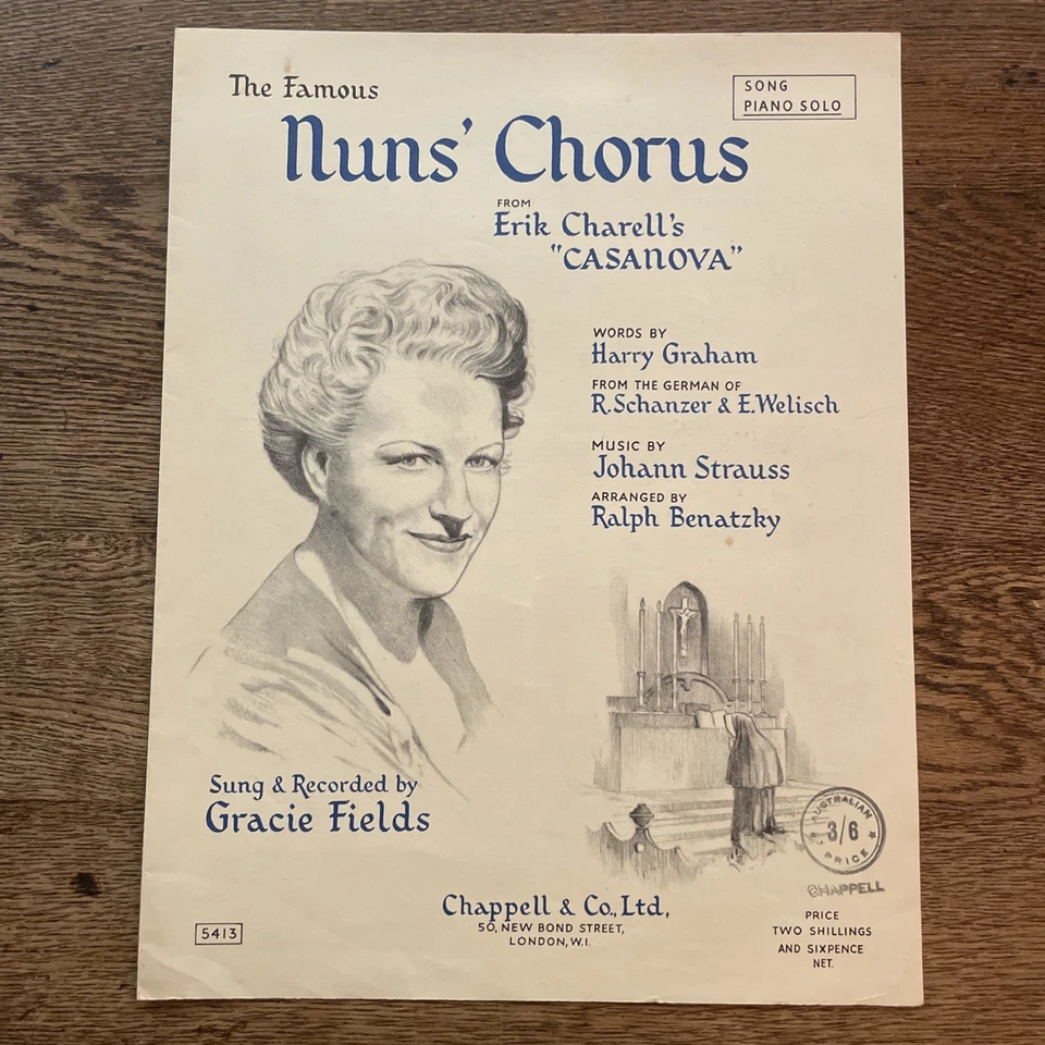 Nun's Chorus - Langdon & Strauss - Rare 1950 Sheet Music - Gracie Fields - Image 1 of 1