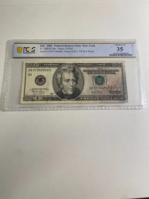 2001 20$ Bill Over Ink /New York- Choice VF 35 - Image 1 of 2