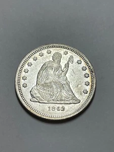 1862 Silber Viertel sitzende Freiheit (XF/AU) - Bild 1 von 2