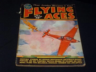 1936 JULY FLYING ACES MAGAZINE ILLUSTRATED FRONT COVER - E 164 Foto 1 de 2