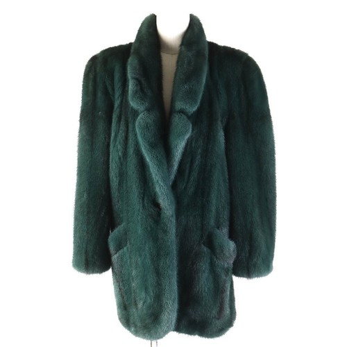 Cappotto pelliccia visone fodera fantasia CHRISTIAN DIOR BOUTIQUE FOURRURE verde L Francia
