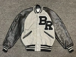 Vintage DeLong Varsity Letterman Jacket “BR” Football Wool & Leather Size M/L - Picture 1 of 8