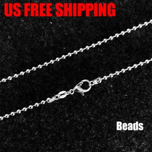 Collar cadena cuentas plata 925 anillo bloqueo mujer joyería 16-24" - Imagen 1 de 1