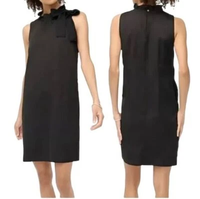 J.Crew Womens Black Satin Bow Neck  Shift Dress Size 8 - Image 1 of 4