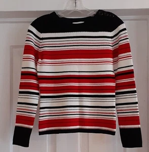 Vintage David Brooks Petite Pullover Sweater Colorful Stripes Sz S/P - Picture 1 of 6