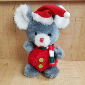 De colección 1988 Acme Peluche Rojo y Gris 8" Navidad Ratón Peluche Animal Santa - Imagen 1 de 10