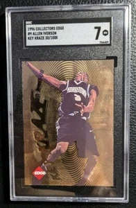 1996 COLLECTORS EDGE KEYKRAZE GOLD #9 ALLEN IVERSON ROOKIE SIXERS SGC 7 #30/1000 - Picture 1 of 2