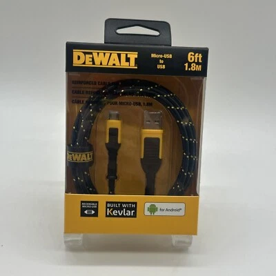 DeWalt 6ft 1.8m Micro-USB To USB Charger Cable For Android 6’ Charging Cord X - Image 1 of 2