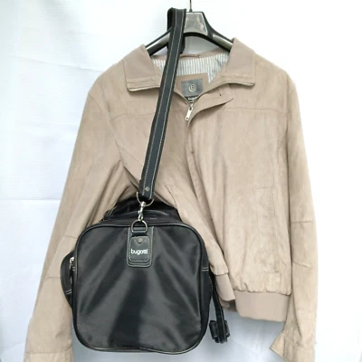 BUGATTI Bomber Jacket Beige Men's Size 58 Euro 2XL with Bugatti Black Duffle Bag - Image 1 of 4