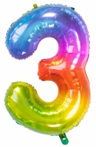 NUMBER 3 YUMMY GUMMY RAINBOW FOIL BALLOON 86CM COLOURFUL BIRTHDAY PARTY - Picture 1 of 3