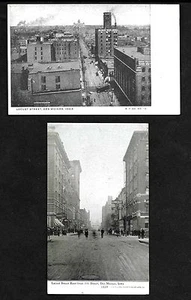 E41 Des Moines, Iowa Locust Street & East From 7th Street Photoette Unused - Picture 1 of 2
