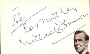 Michael Denison D.1998 English Actor Signed 3" x 5" Index Card