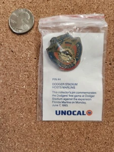 Vtg Los Angeles Dodgers Unocal 76 Lapel Pin 30th Anniversary 1st GAME DODGER ST - Picture 1 of 1