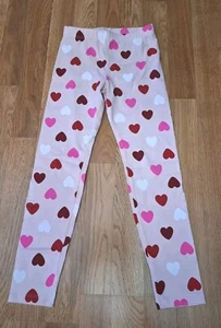 Cat & Jack girls Light Pink hearts Elastic Waist Leggings Pants Size M 7/8 - Picture 1 of 5