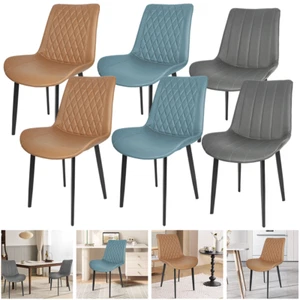 2/4/6x Faux Leather PU Padded Dining Chairs Kitchen Dining Room Chair Set Family - Picture 1 of 29