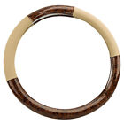 PU Leather Wood Grain Steering Wheel Cover Protector For Auto Car Vans