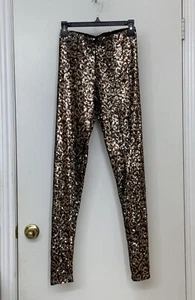 ZARA Women Sequins Leggings /Pant, Gold/ Brown,Elastic Waist, Size S, NWT - Picture 1 of 6