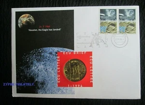 Netherlands “SPACE ~ MOON LANDING ~ THE EAGLE HAS LANDED” ECU Coin Cover 1994 a - Picture 1 of 7
