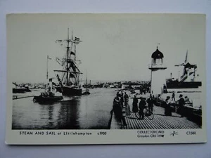 Littlehampton STEAM SHIP AND SAIL c1905 Postcard by Pamlin Repro C1580 - Picture 1 of 2