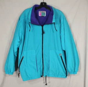 VTG PACIFIC TRAIL Aqua FLEECE LINED Zip Pockets SOFTSHELL Windbreaker Jacket L - Picture 1 of 8