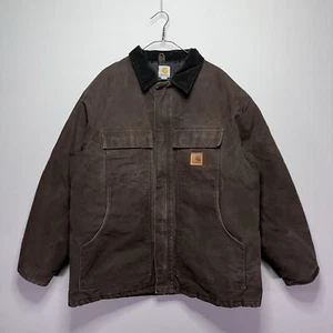 Carhartt Canvas Chore Jacket - C26 DKB - Insulated Workwear Coat - Brown - XL - Picture 1 of 9
